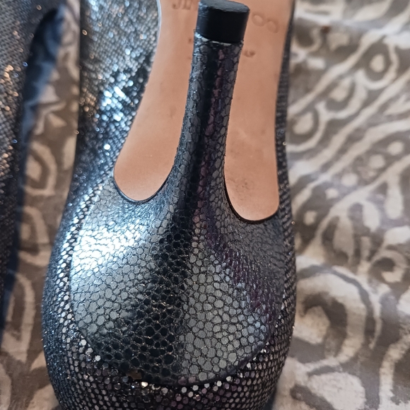 Jimmy Choo Isabel Glittery Peep Toe Kitten Heel Pump Women's 36.5 - Picture 11 of 14